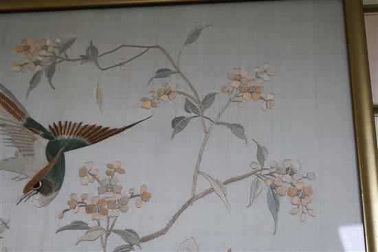 A Chinese embroidered silk panel